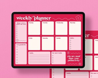 Digital Weekly Planner / Goodnotes Planner / iPad Planner / Printable Open Planner / adhd Digital Planner / Cute Pink Digital Planner