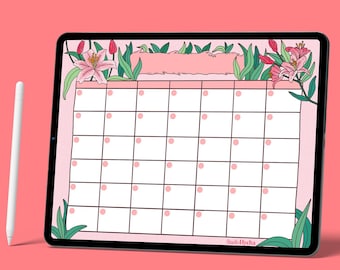 Lily Digital Calendar | Digital Calendar | Goodnotes Calendar | Printable Calendar for School | Open Calendar | Cute Pink Calendar