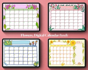 Digital Calendar Bundle, Goodnotes Calendar, iPad Calendar, Goodnotes Planner, iPad Planner, Undated Printable Calendar, 2023 calendar