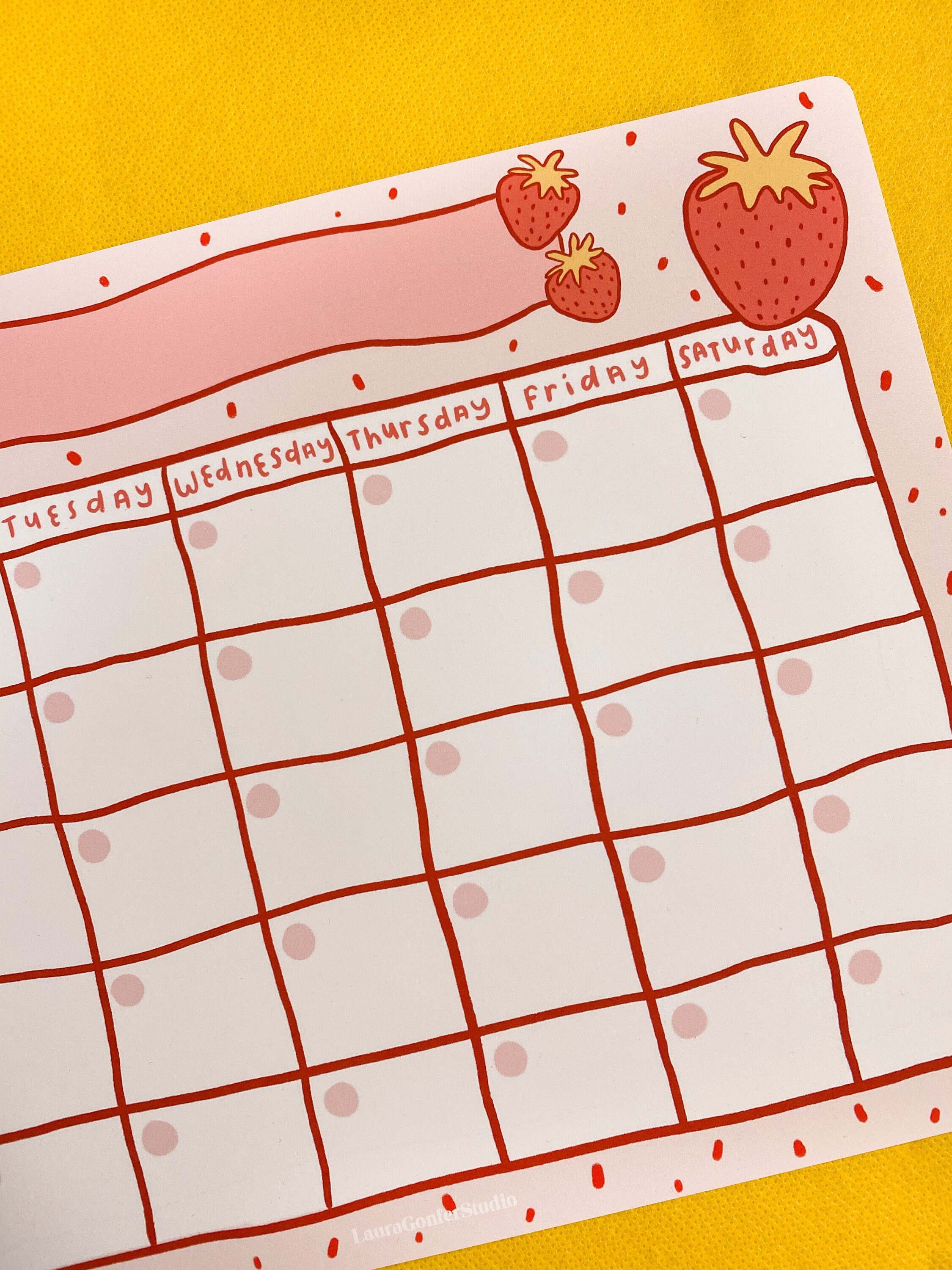 Strawberry Open Printable Calendar / Open Cute Printable Etsy