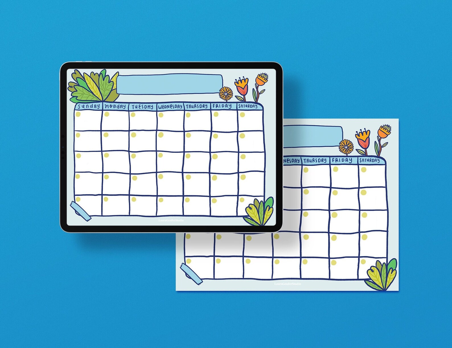Spring Digital Calendar / Open Calendar / Printable / Cute Digital ...