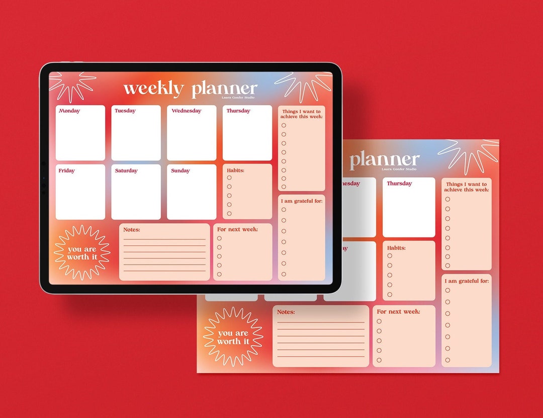 Digital Weekly Planner/ Cute Digital Planner / Goodnotes Planner / iPad