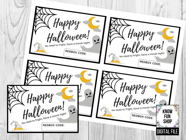 Redbox Halloween Movie Printable INSTANT DOWNLOAD Gift Etsy