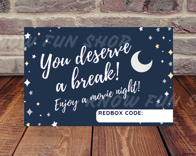 Redbox Gift Card Printable Movie Night INSTANT DOWNLOAD Etsy