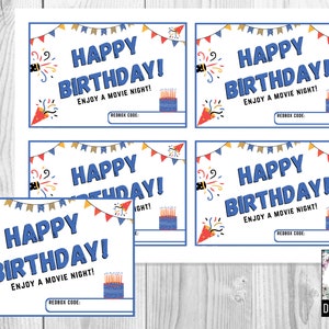 Redbox Happy Birthday Printable Cards INSTANT DOWNLOAD - Etsy