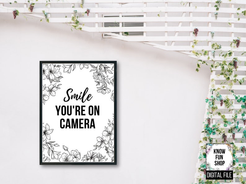You're on Camera Printable Sign - INSTANT DOWNLOAD! - Smile Security ...