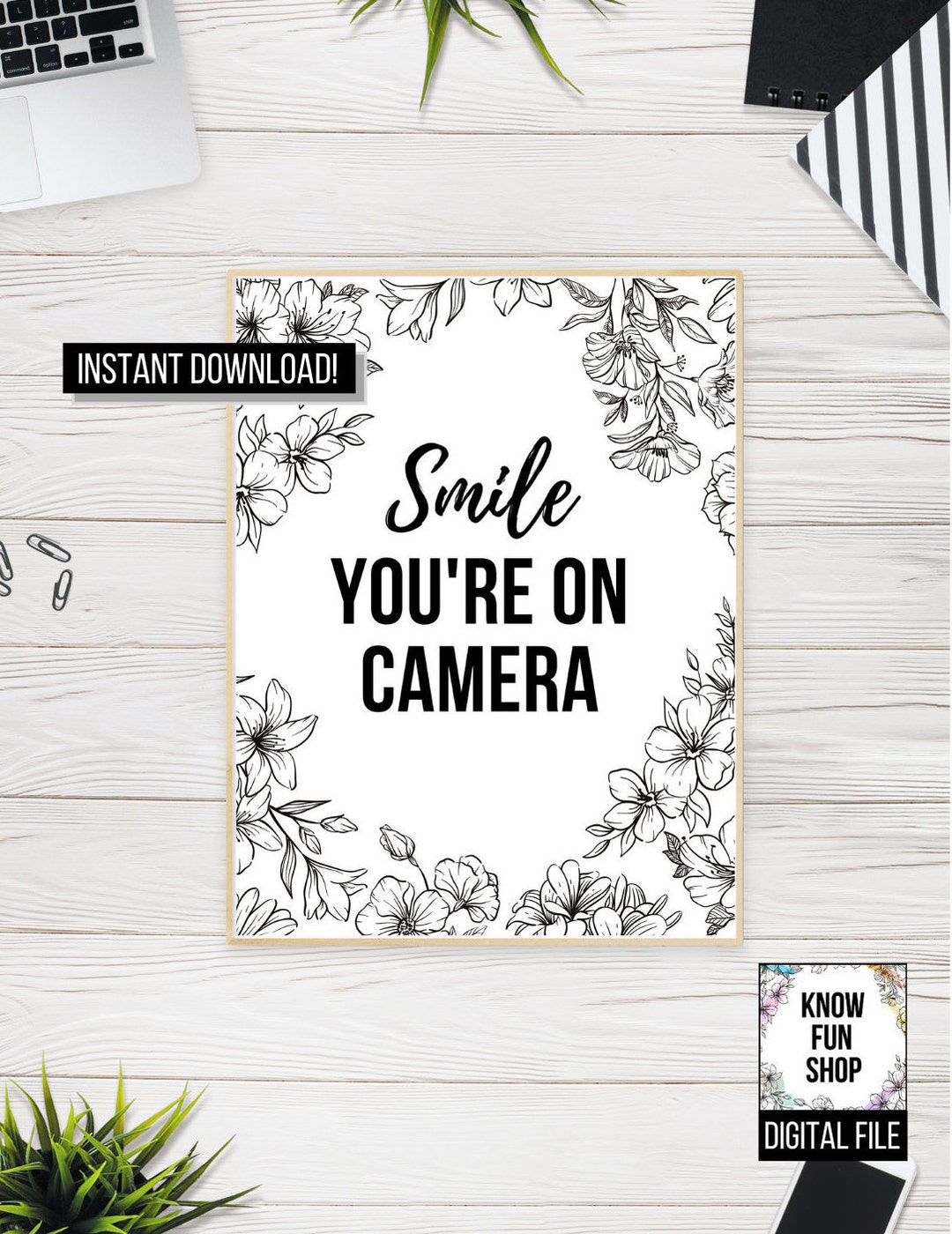 You're on Camera Printable Sign - INSTANT DOWNLOAD! - Smile Security ...