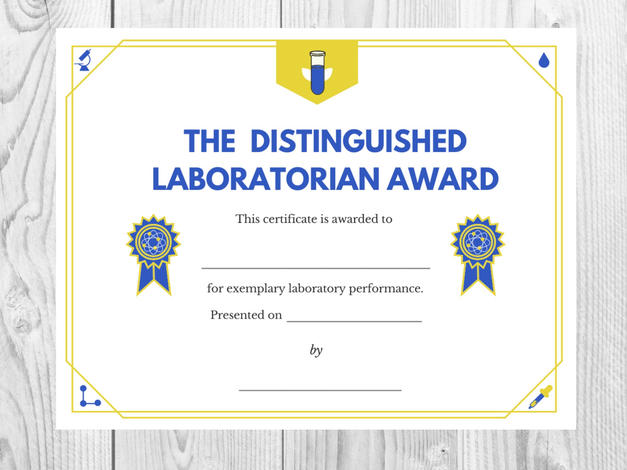 Laboratorian Award Certificate Instant Download Lab Etsy