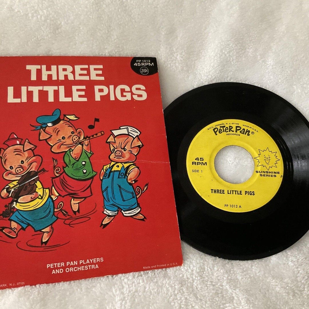 Peter Rabbit 45 Rpm Record Peter Pan Records Players and Orchestra Three Little Pigs 45 Rpm Vinyl ...