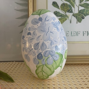 Large Ceramic Easter Egg Decor, Hydrangea print