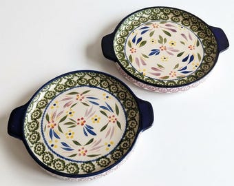 Temp-tations by Tara Two Shallow Handled Baking Dishes Old World Light Crazing