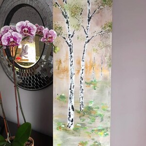 Weisse Birken Acryl Malerei Auf Leinwand Moderne Kunst Lange Etsy