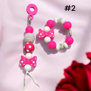 Stanley cup accessories stanley minnie bow straw & handle charm, tumbler accessories, handmade tumbler cup charms beaded bling handle charm