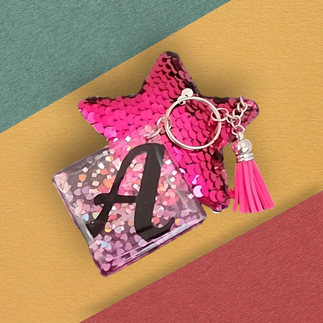 New Sequin Keychain Glitter Keychain dolphine Star Etsy