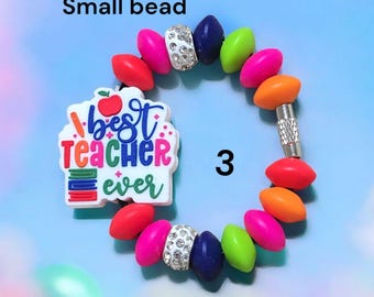 Best Teacher ever Stanley cup Accessories charm Beaded Tumbler Handle Charm Bracelet stanley Personalized teacher handle charm teacher gifts
