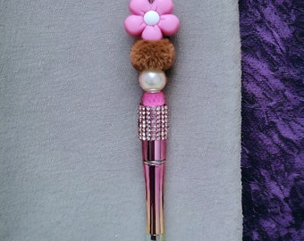 Daisy Flower pen, Bead Pen, beaded pen, ballpoint pen, cool pens, custom pen, decorative pen, gift for her, cool stationary