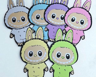 Labubu Centerpieces (6 inch) cake topper labubu the monster Party Decor, Photo Props,Birthday Decor, labubu cardstock handmade cutout rare