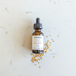 FLAXSEED OIL | organic, cold pressed, and unrefined | face, body, and hair oil | vegan | zero waste | amber glass packaged