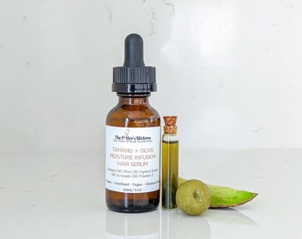 TAMANU + OLIVE Moisture Infusion Hair Serum | Hot Oil Treatment for Dry, Brittle Hair | Moisturizing Leave In Conditioner | Deep Conditioner
