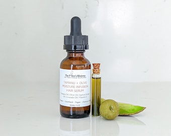 TAMANU + OLIVE Moisture Infusion Hair Serum | Organic Hair Oil for Dry, Thirsty Hair | Avocado Hair Treatment | Deep Conditioner | Hair Mask