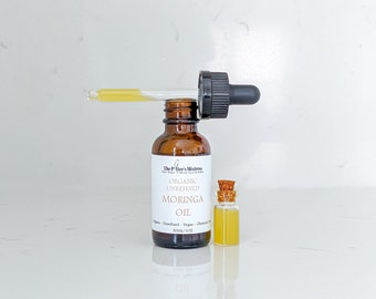 MORINGA OIL | organic, cold pressed, and unrefined | face, hair, and body oil | anti-aging antioxidant oil | vegan skincare | zero waste