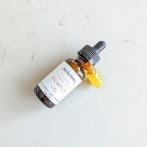 MORINGA OIL | organic, cold pressed, and unrefined | face, hair, and body oil | anti-wrinkle antioxidant serum | vegan | amber glass bottle