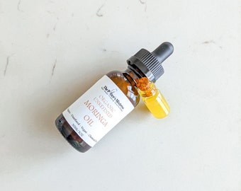 MORINGA OIL | organic, cold pressed, and unrefined | face, hair, and body oil | anti-wrinkle antioxidant serum | vegan | amber glass bottle