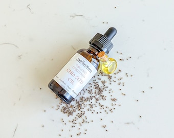 CHIA SEED OIL | organic, cold pressed, and unrefined | face, hair, and body oil | vegan | clean skincare | natural skincare | zero waste