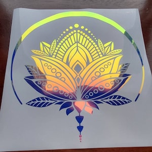 Mandala Lotus Flower Decal for Car Window, Laptop, Mirror Permanent Indoor Outdoor Vinyl Bumper Sticker