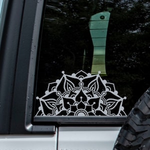 Half Mandala Flower Decal: Indoor/Outdoor Vinyl Sticker