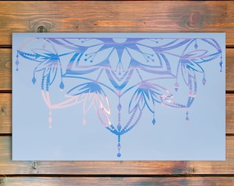 Holographic Half Mandala Decal: Boho Car/Laptop Sticker Flower with Dangling Diamonds