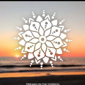 Dot Mandala Decal for Car Window, Laptop, Tumbler Flower Decal Hippie Boho Yoga Decal Holographic Geometric Sun Sticker Beach Decal