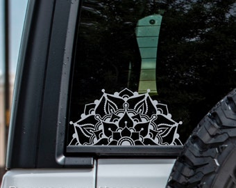 Half Mandala Flower Decal: Indoor/Outdoor Vinyl Sticker