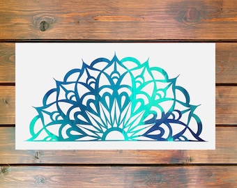 Half Flower Mandala Vinyl Decal: Boho Car Laptop Sticker