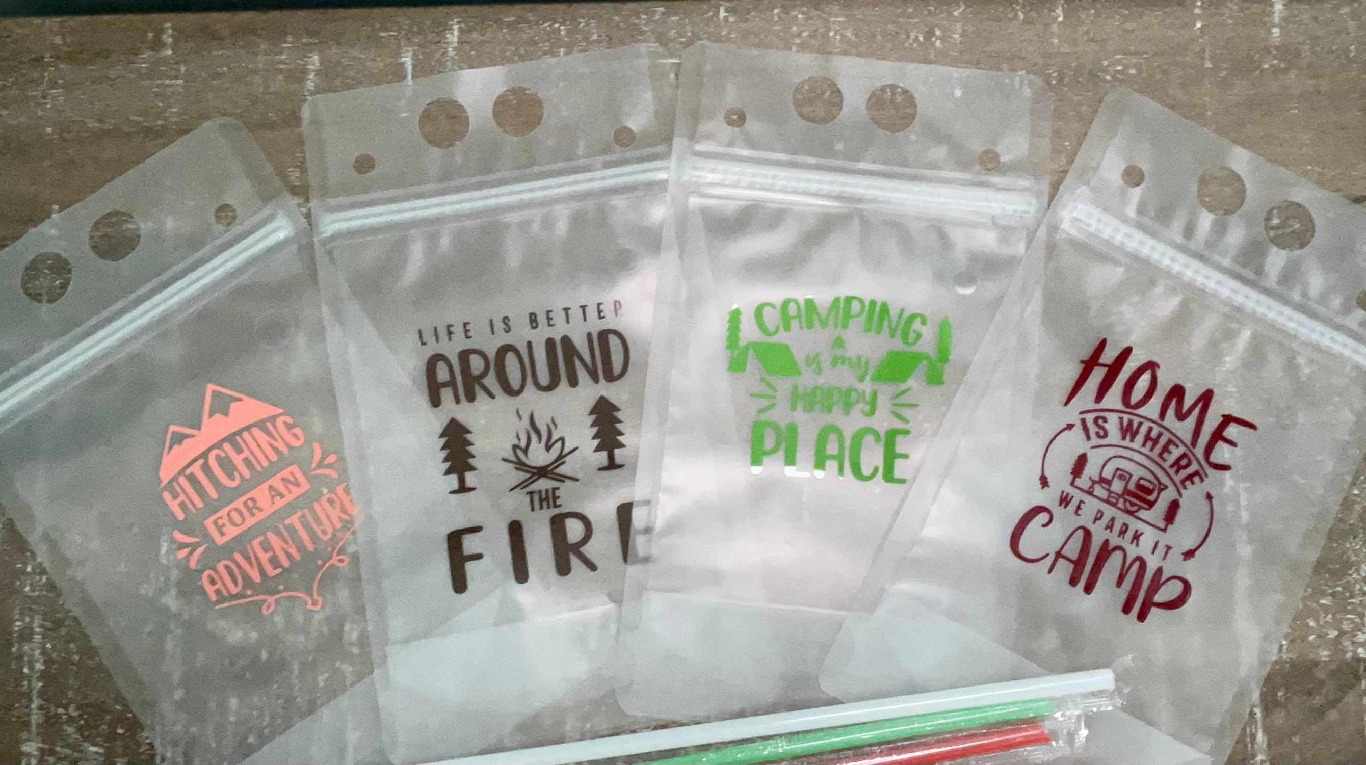 Reusable drinking pouches Camping theme Etsy