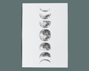 Kunstprint maanfasen: maancyclusposter (digitale download)