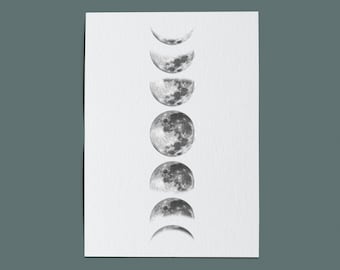 Instant Download: Moon Phases Wall Art, Moon Phases Poster, Moon Phases Print, Moon Printable, Moon Digital Print, Lunar Phases