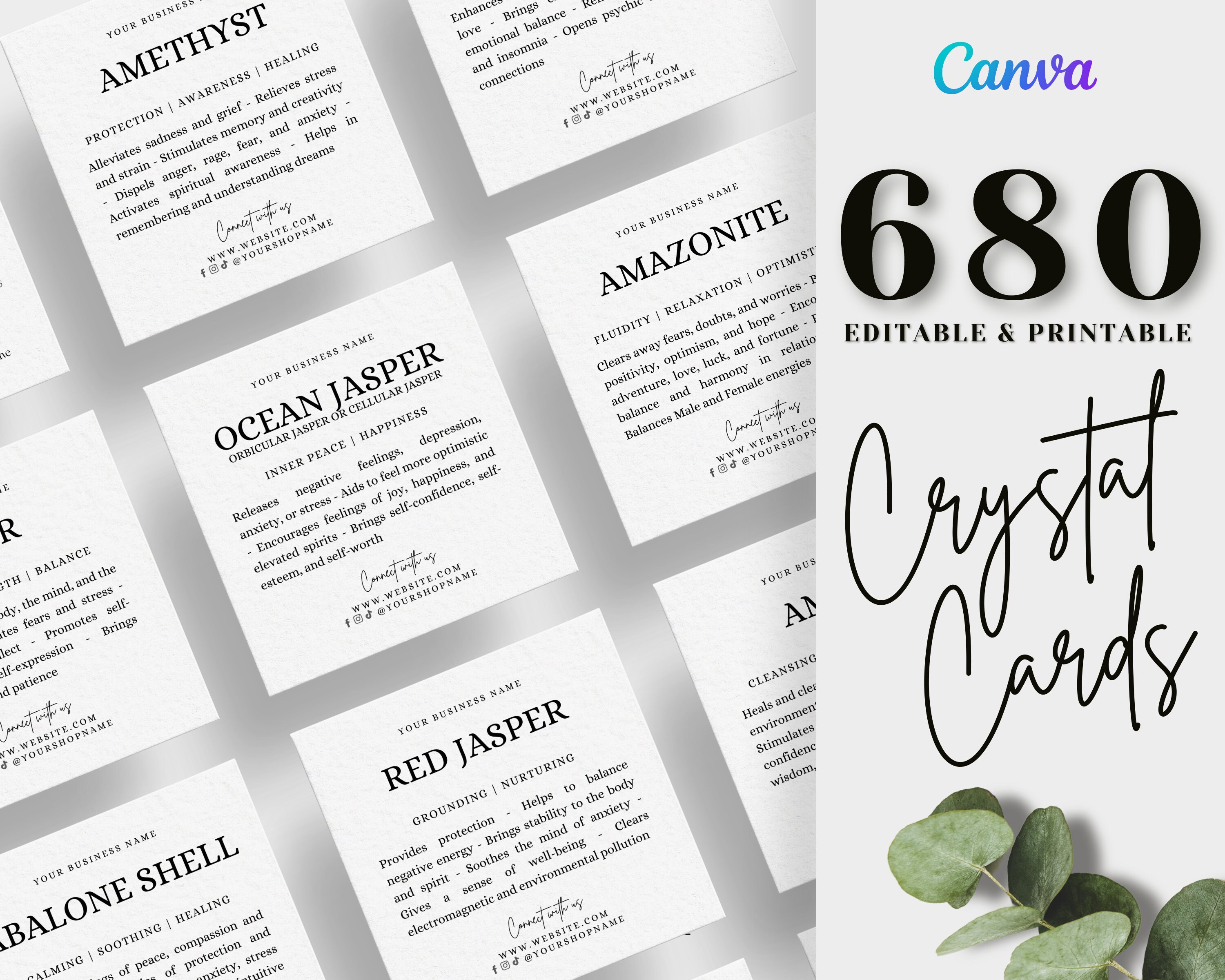 Buy 680 Printable Crystal Information Cards Crystal Meaning Online in India  - Etsy