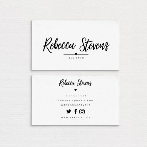 Black Business Card Template Instant Download Minimalist | Etsy