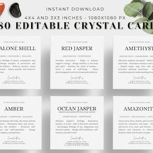 680 tarjetas de información de cristales imprimibles, tarjetas de significado de cristales, tarjetas de piedras preciosas imprimibles, Instagram de cristales, Canva de cristales, descarga de cristales