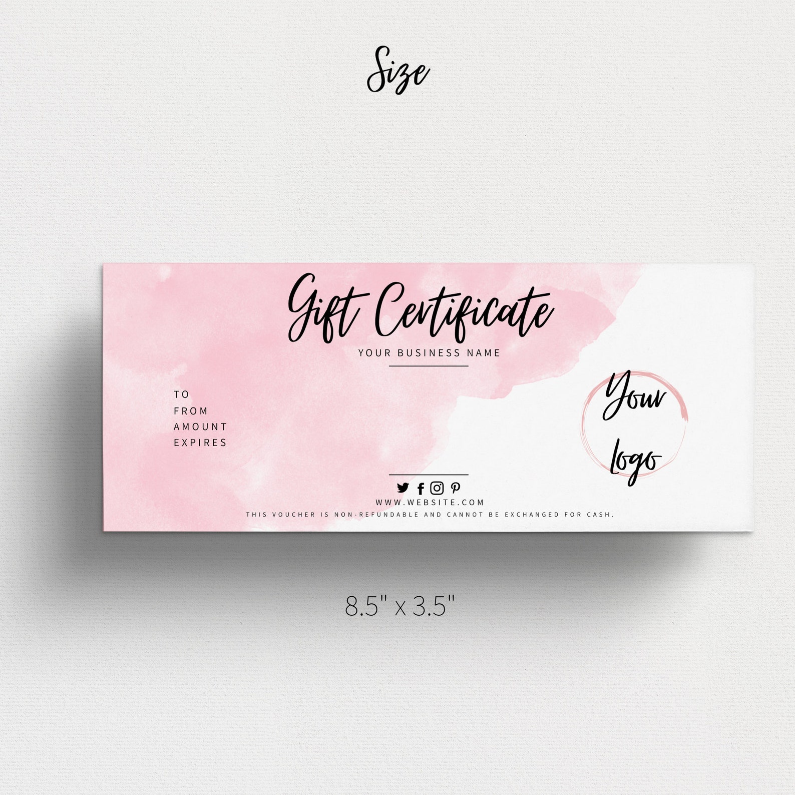 Pink Gift Card Template INSTANT DOWNLOAD Fully Editable Gift Etsy