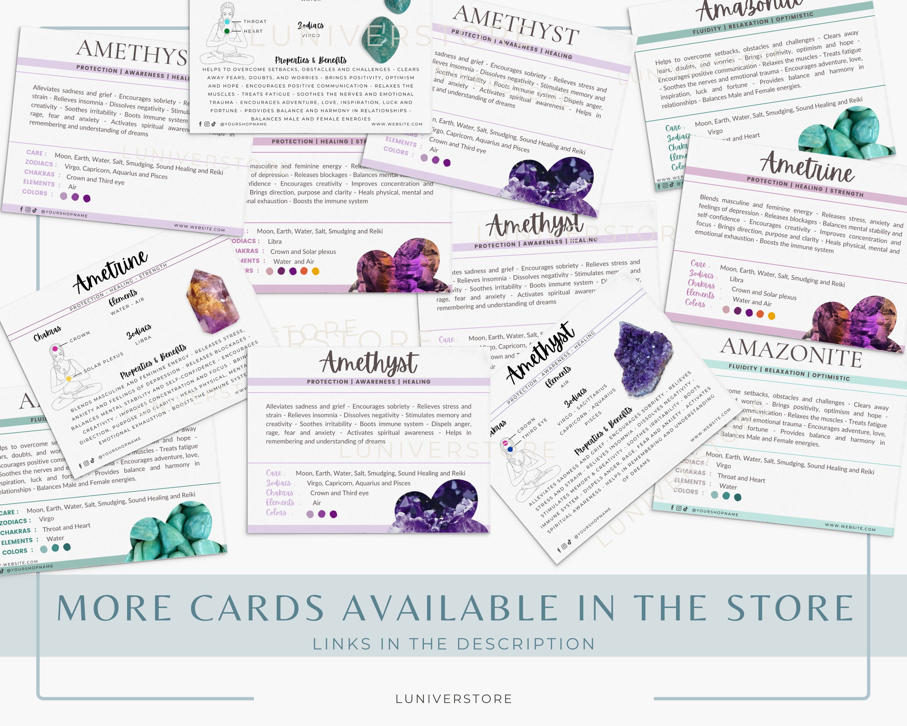 Set of 50 Editable Minimalist Crystal Cards Instant download Etsy