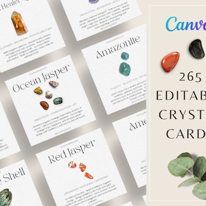 265 Editable Crystal Meaning Cards, Crystal Benefits Card, Gemstone Properties Card, Crystal Properties, Stone Deck Cards PrintableTemplate