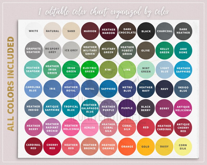 Download Editable Size Chart & Color Chart Gildan 64000 Softstyle ...