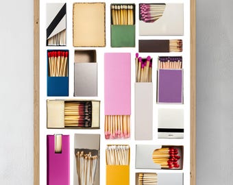 Retro Matchbook Art Poster Template | Editable Match Label Design (Instant Download)