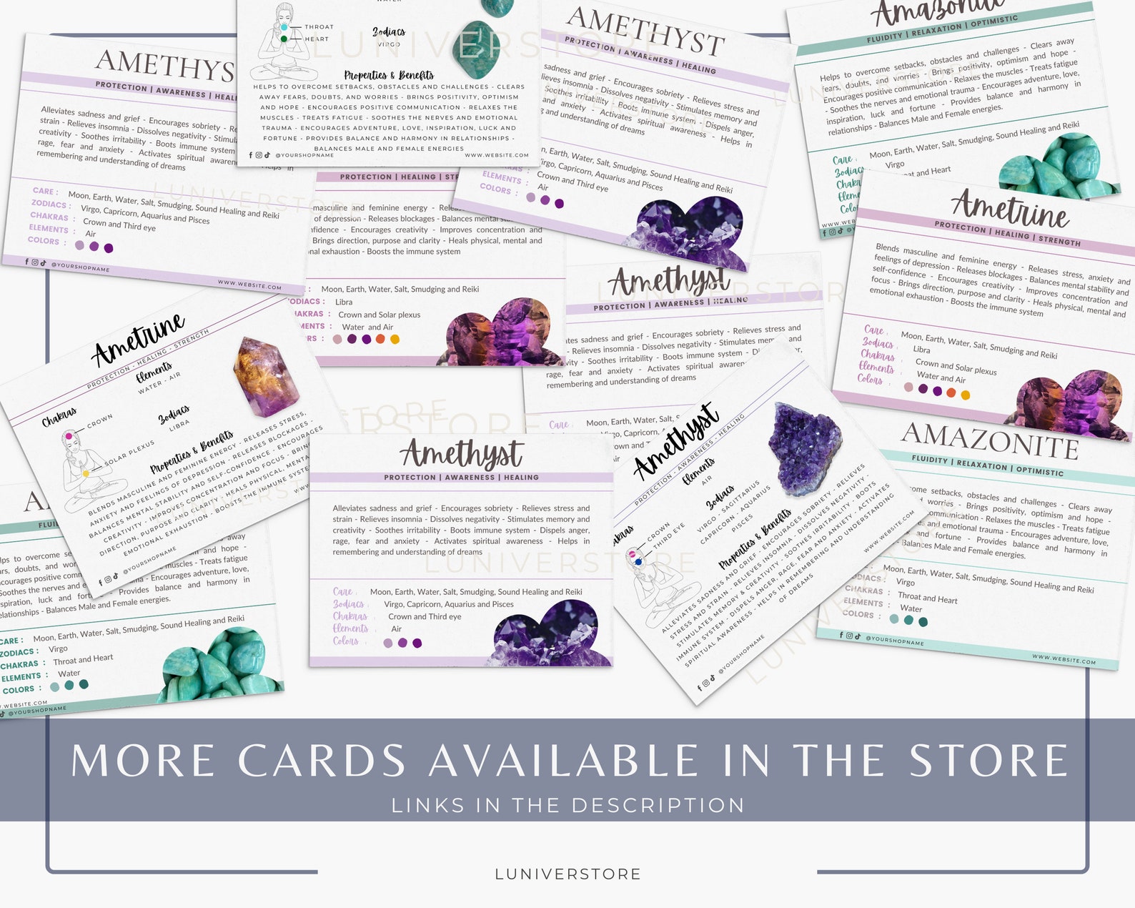 Crystal Message Cards 265 Editable Crystal Meaning Cards Instant Download Crystal - Etsy
