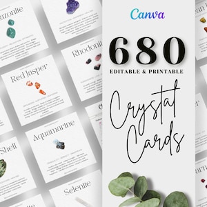 680 druckbare Kristallinformationskarten, Kristallbedeutungskarten, druckbare Edelsteinkarten, Kristall Instagram, Crystal Canva, Kristall Download