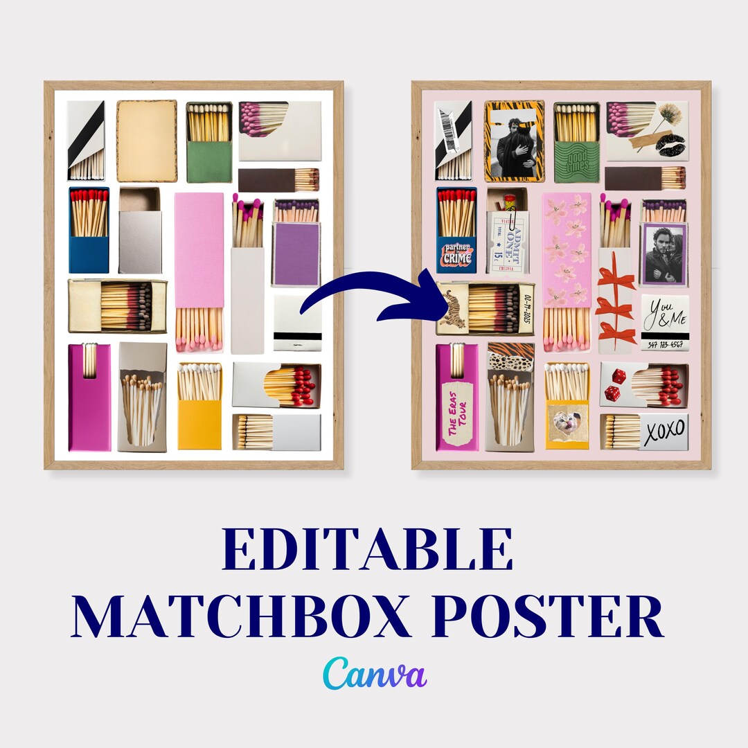 Vintage Matchbox Poster Editable Canva Template Retro Matchbox Art ...