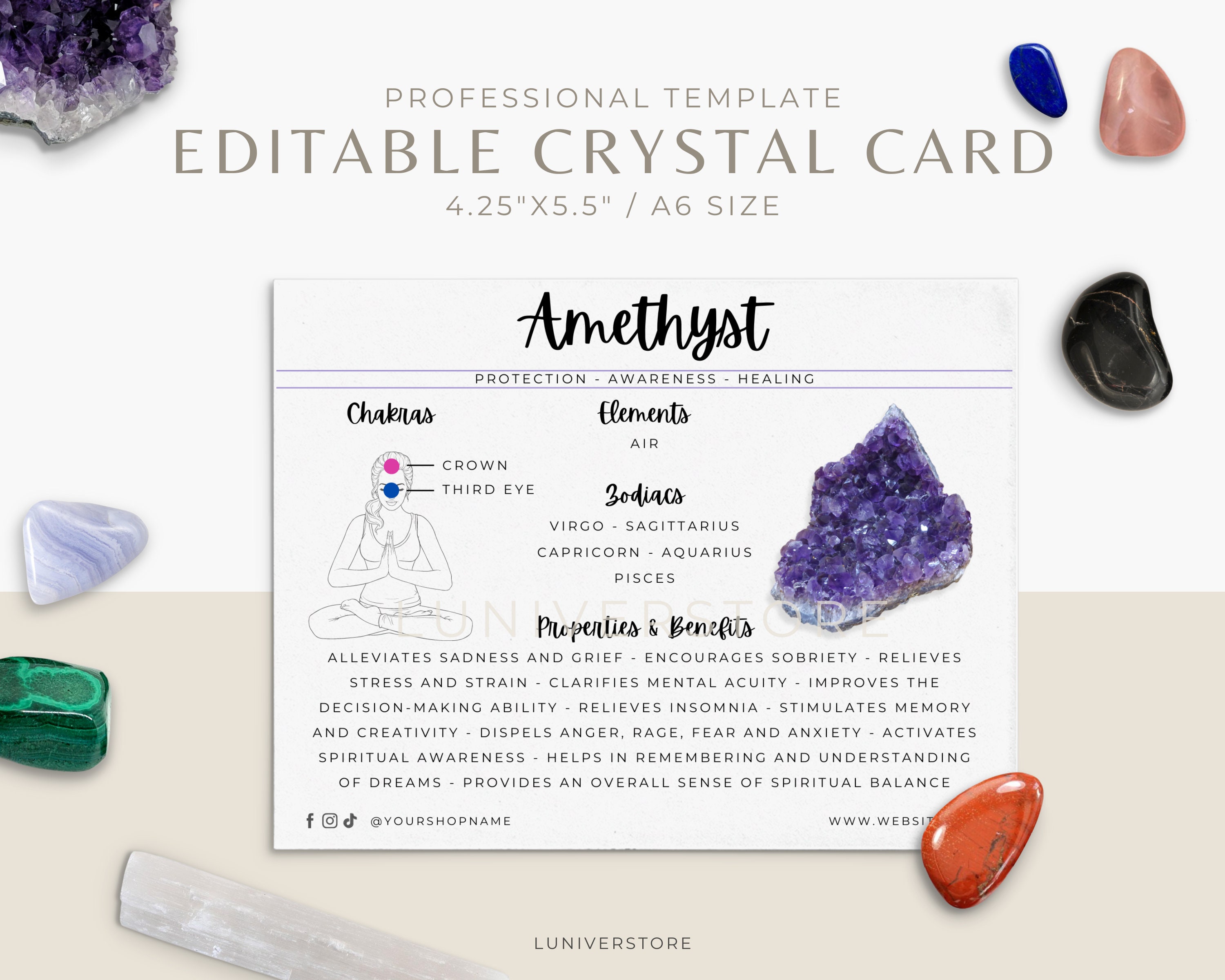 amethyst crystal properties card amethyst crystal properties card