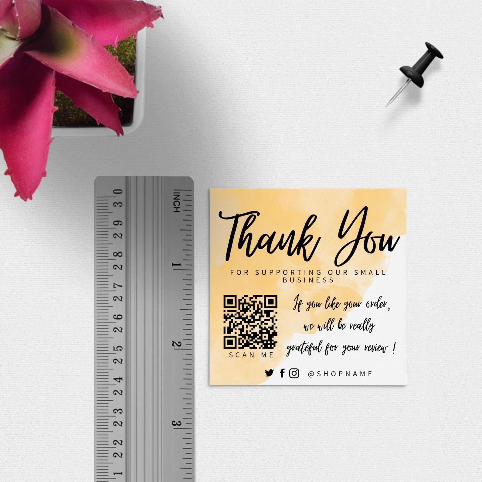 MINI Business Insert card Minimalist Yellow Insert Card Etsy